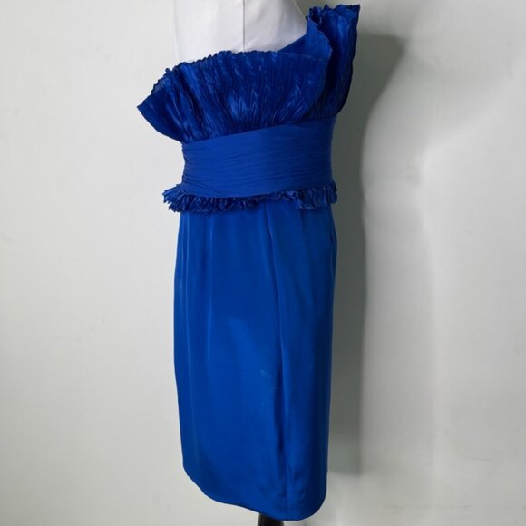 Marchesa Notte Women's Royal Blue Strapless Sheath Dress Size 4 - Picture 6 of 15